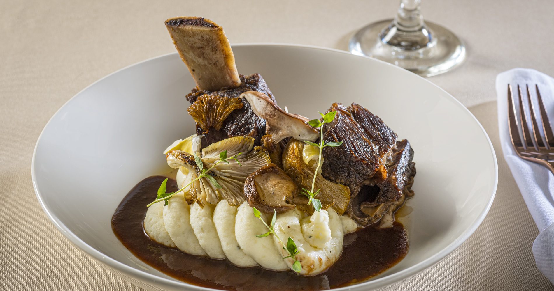 Braised Short Ribs, Mashed Potatoes, Cabernet Demi Glace (1)